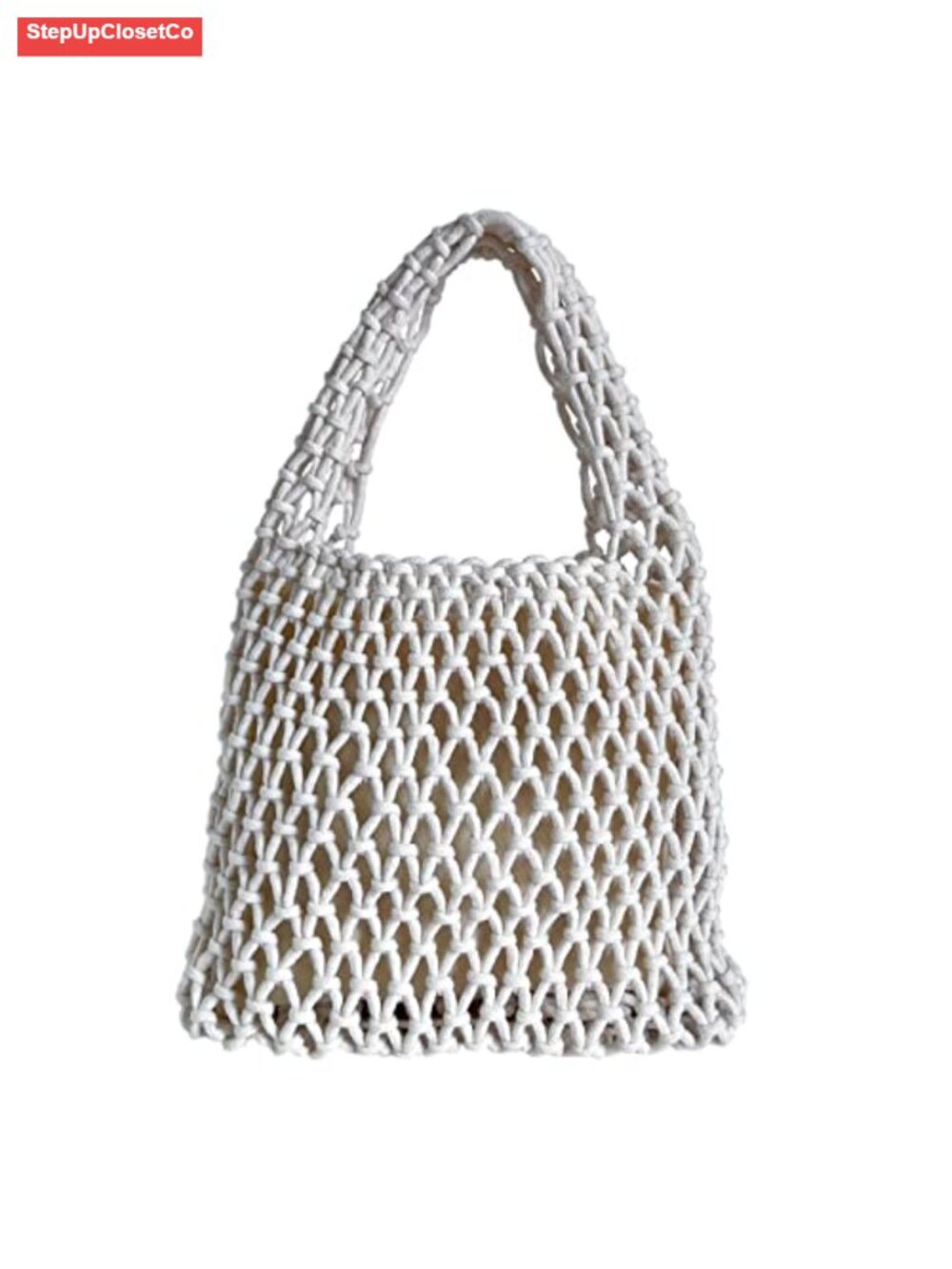 Handmade Woven Cotton Crochet Mini Clutch Beach Bag with Drawstring Closure